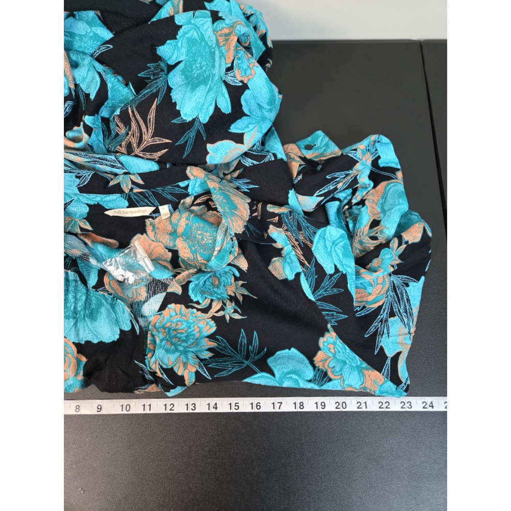 Soft Surroundings Womens Rosalinda Maxi Dress Large Blue Floral Resort Vacation - Picture 6 of 7